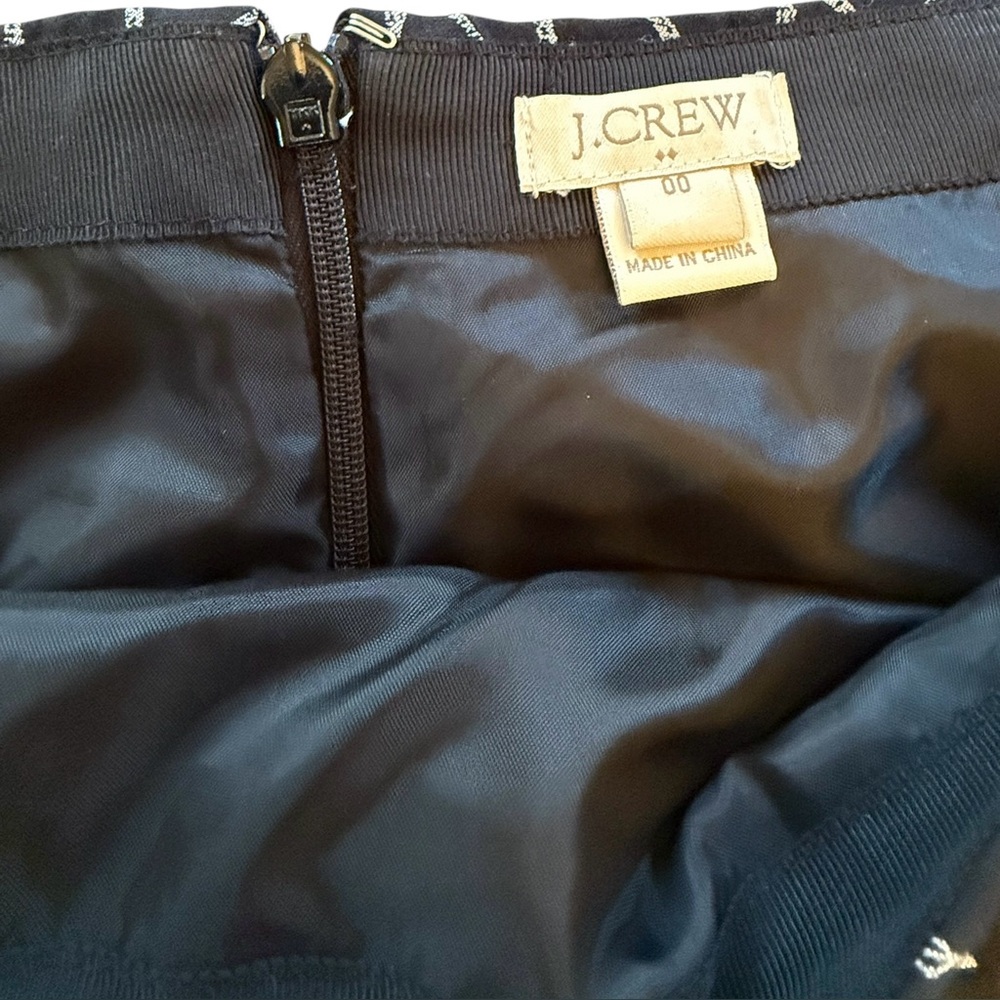 J. Crew Jacquard Zebra Mini Skirt Black Silver Metallic Pattern Size 00 - Picture 8 of 16
